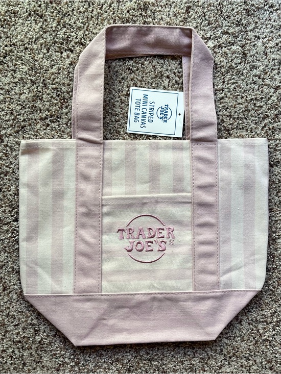 Trader Joe'S Handbags - Trader Joe's Pink Striped Canvas Tote